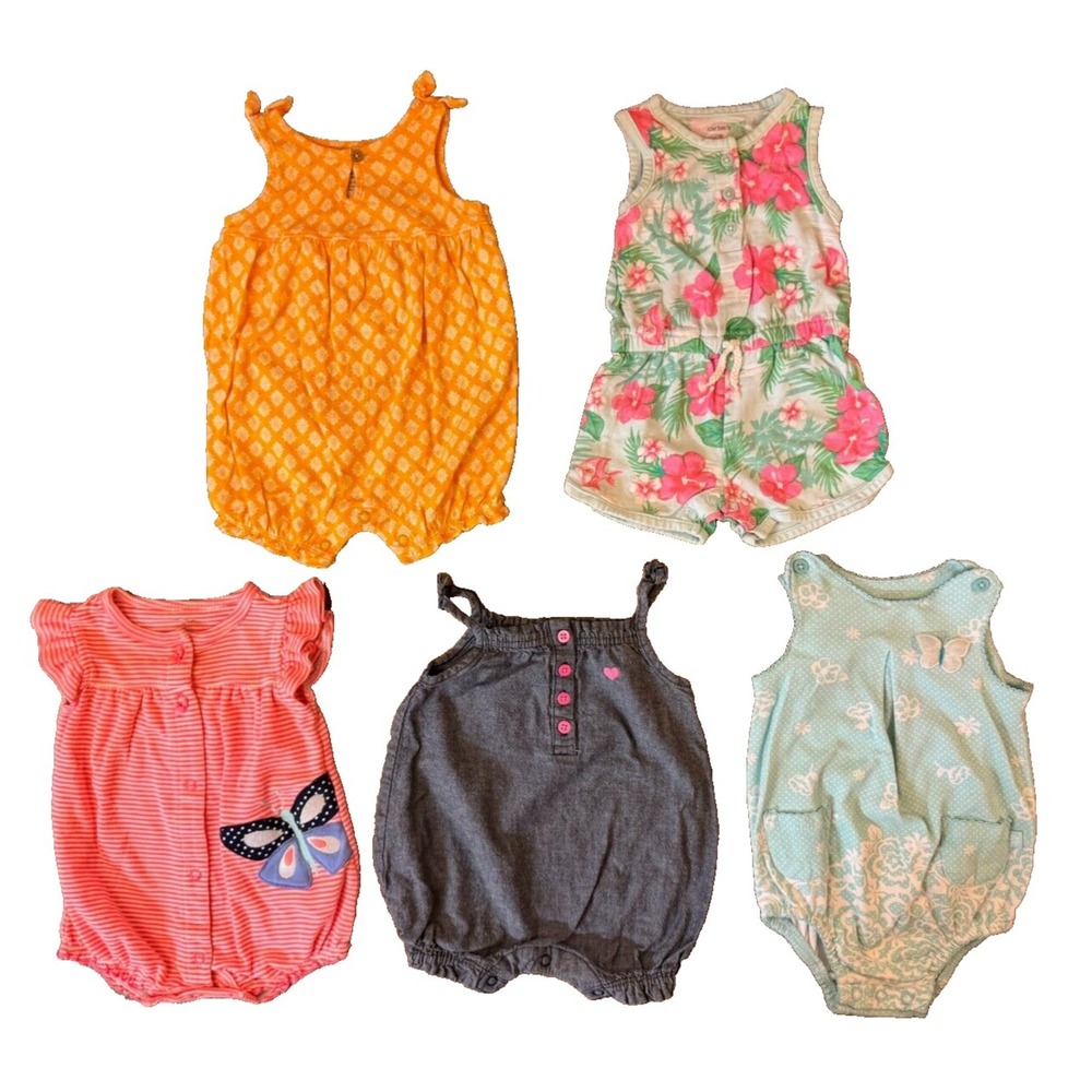 Carters Baby Girl Clothes Lot 3 Months Rompers Outfits Summer Bundle Sleeveless